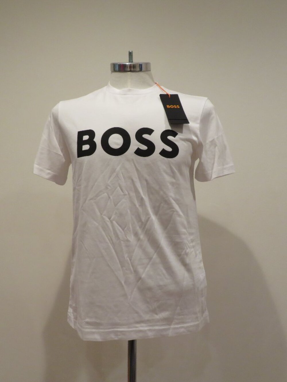 Men Hugo Boss White Cotton T-Shirt S Short Sleeves